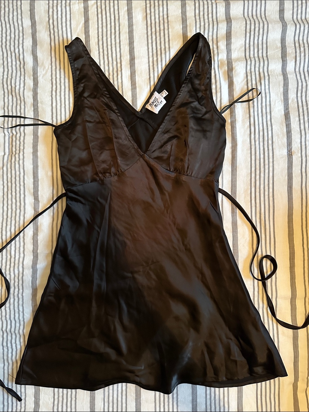Princess Polly Nellie Mini Dress Black Tie-Back Size XS Never Worn Like New